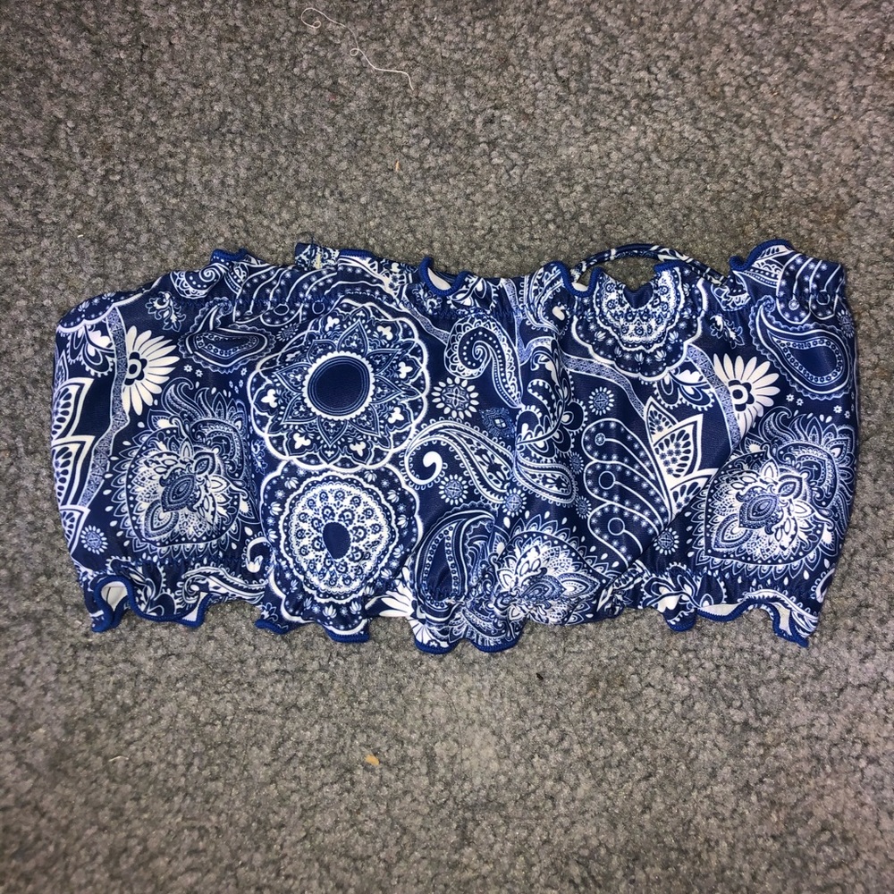 SHEIN blue bikini bandeau top